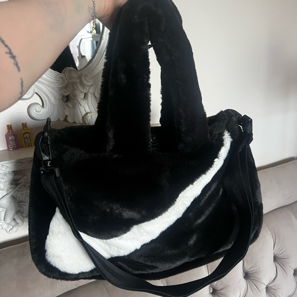 Black and White Fur nike bag